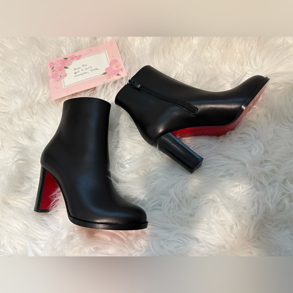 Christian Louboutin Black and Red Heeled Boots
